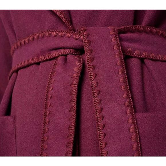 Beautiful by Lawrence Zarian Womens M Belted Double Knit Lined Coat Fig NWOT - Picture 4 of 6